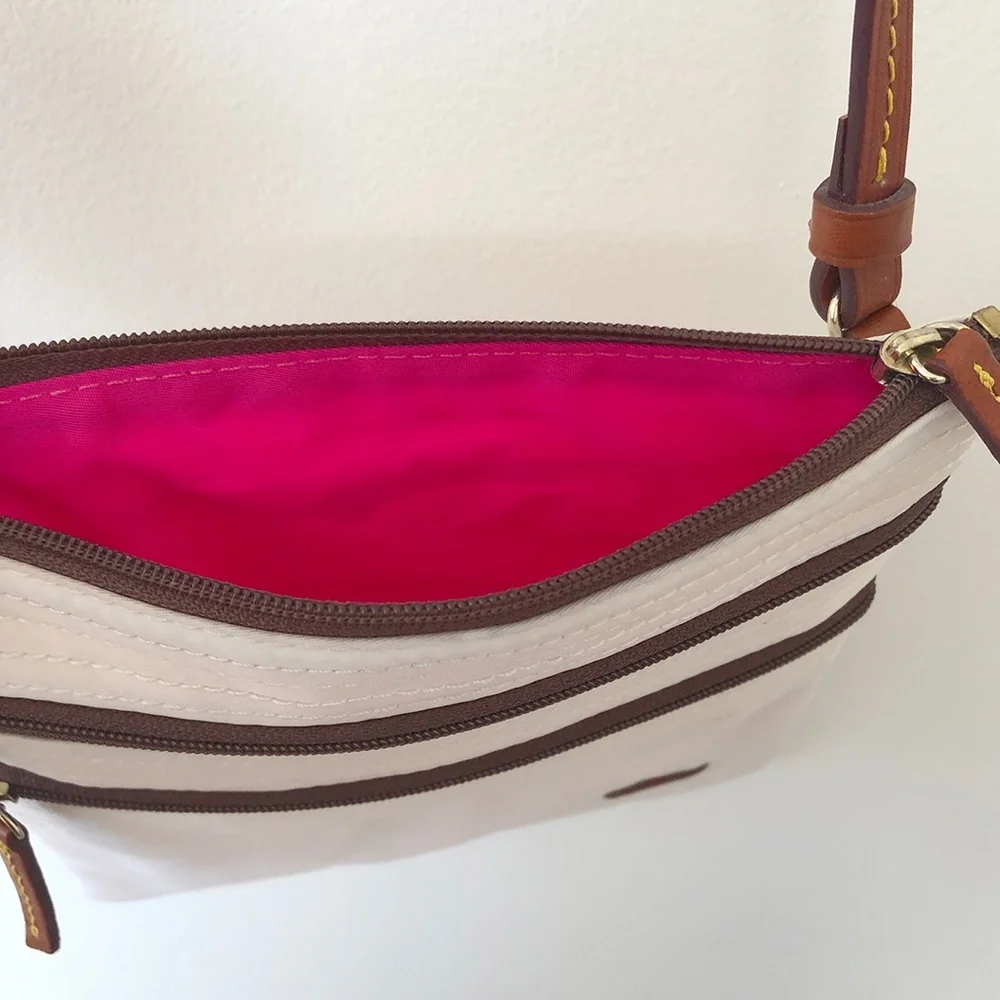 Dooney & Bourke Triple Zip Nylon Crossbody in White